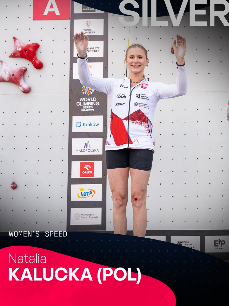 worldclimbing's tweet photo. The podium of the women’s Speed event in Krakow:

🥇 Desak Made Rita Kusuma Dewi 🇮🇩 
🥈 Natalia Kalucka 🇵🇱 
🥉 Emma Hunt 🇺🇸 https://t.co/Vnbhm4ggg4