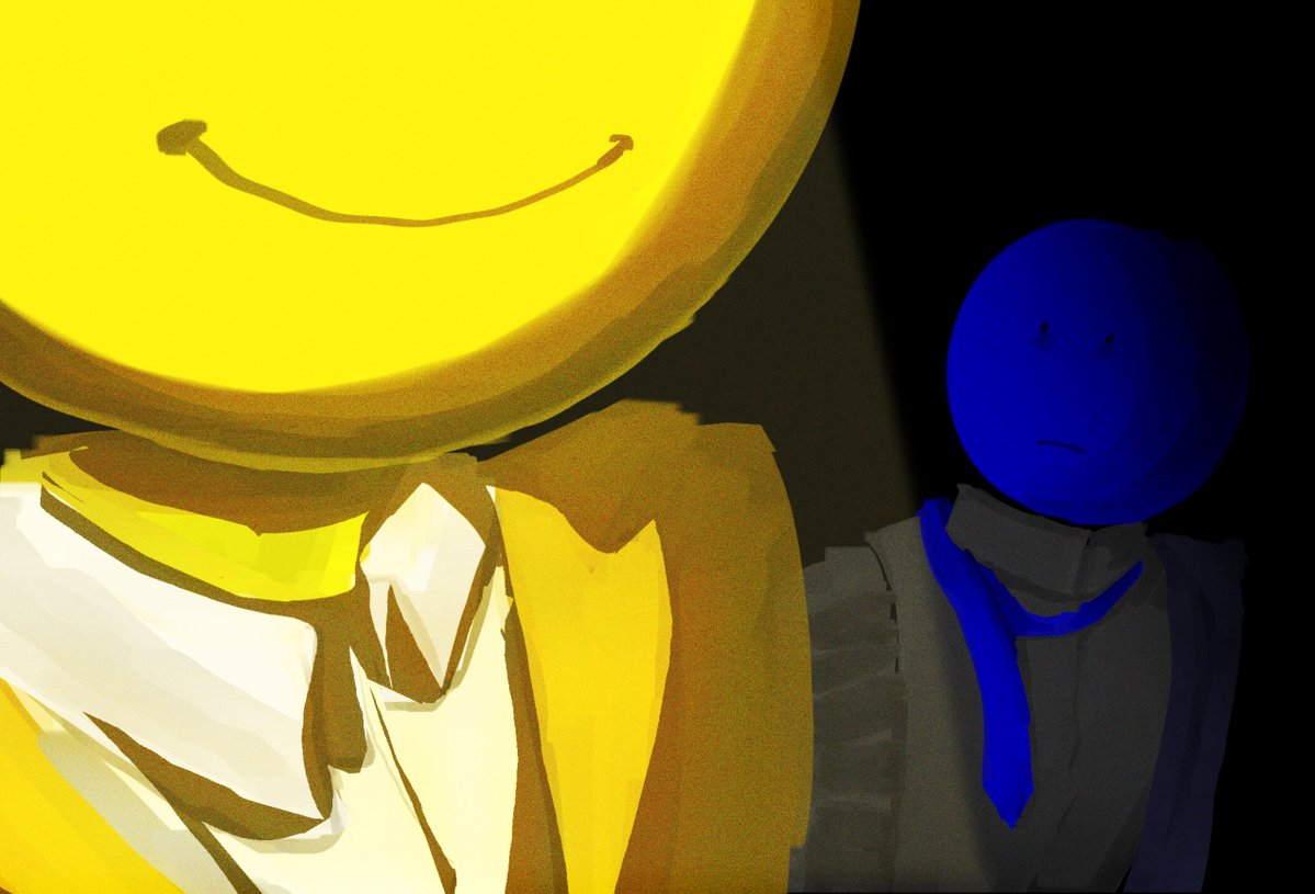 __Ne7__'s tweet photo. I haven't rlly locked in the drawing, but I've recently found out Doraemon was originally a yellow robot, but something happened that made him into a defect and eventually turning him blue 
#verity #falsity 
And it made me think of these two https://t.co/DtaE155K6L