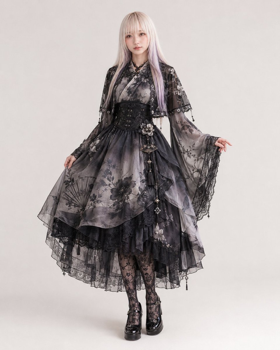 【Japanese Gothic Wa-Lolita】 墨絵風ver.2🖤 生成環境：ChatGPT Images 2.0 #プロンプト ...