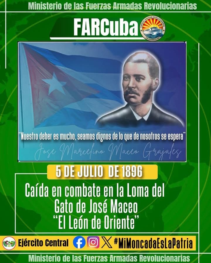 ReynierRU's tweet photo. El León de Oriente nos enseñó que la lealtad a la Patria no se negocia. Su machete y entrega son guía eterna. ¡Honor y gloria! #LaPatriaSeDefiende #MatancerosEnVictoria https://t.co/z6P2PjWJ4g