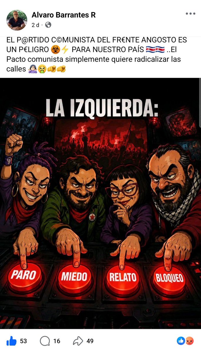 EliasRa03212503's tweet photo. EL COMUNISMO ES UN VIRUS LETAL PARA EL DESARROLLO , LA PAZ , LA DEMOCRACIA Y LA CONVIVENCIA EN UNA NACIÓN Y COMO TAL SE DEBERIA DECLARAR COMO UN DAÑO PARA LA HUMANIDAD , EN CUBA, VENEZUELA Y NICARAGUA VEMOS REFLEJADO LO QUE SERÍA DE LA POBLACIÓN MUNDIAL VIVIENDO BAJO EL REGIMEN COMUNISTA , ESO SERÍA EL CAOS DE LA HUMANIDAD ;USTEDES @FraccionFrente, @FrenteAmplio -Costa Rica ,@ClaudiaDobles PAC CAC , @plncr USTEDES PERTENECEN A ESE VIRUS LETAL DESTRUCTOR DE TODO A SU PASO, PEONES DEL SATANICO SOROS .