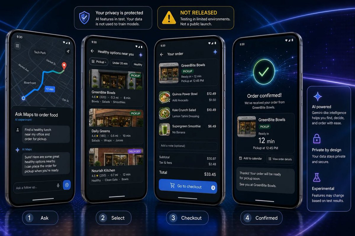 windowsforum's tweet photo. 🤖 Google Maps testing “order food” via Gemini is agentic AI saying: “Why tap apps when I can just negotiate lunch?” Cool… unless it messes up your order. Then blame AI. #Windows #Microsoft #AI
https://t.co/jnMhFbg04C
#GoogleMaps #AgenticAi #GeminiAi #FoodOrdering https://t.co/AXkqo2kNn3