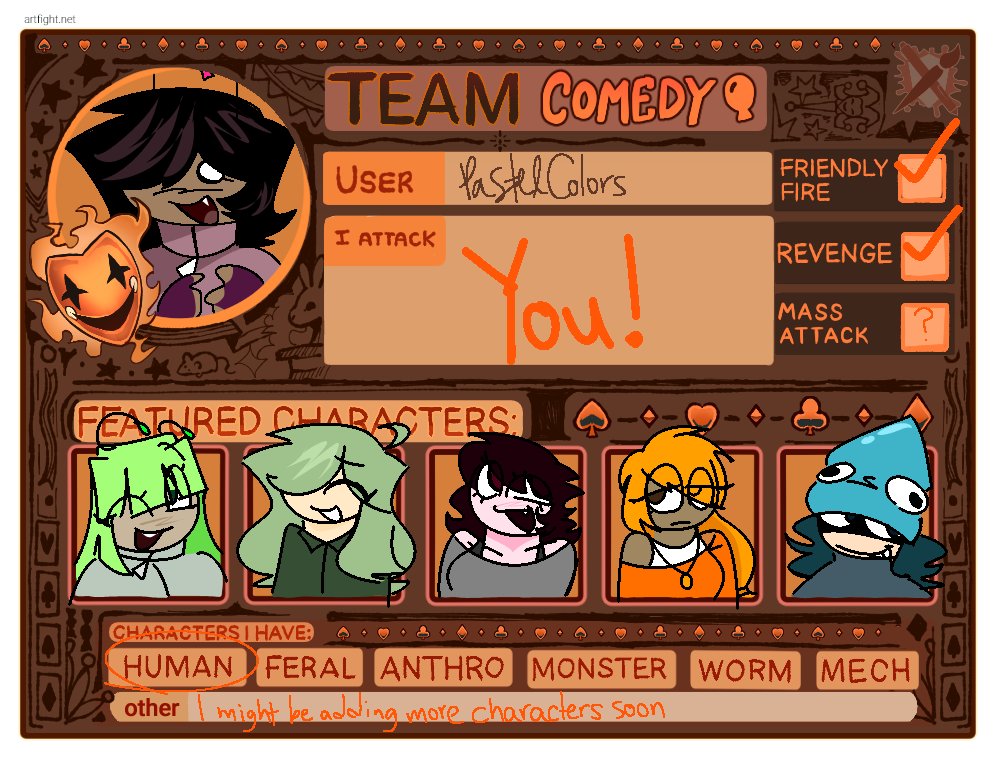 PastelColorslol's tweet photo. Here's my ArtFight Card!!! :D (hitlist in reply)
https://t.co/IRX8nX7m4G

#artfight2026 #teamcomedy #artfight #hitlist https://t.co/fuy1ofB8iB