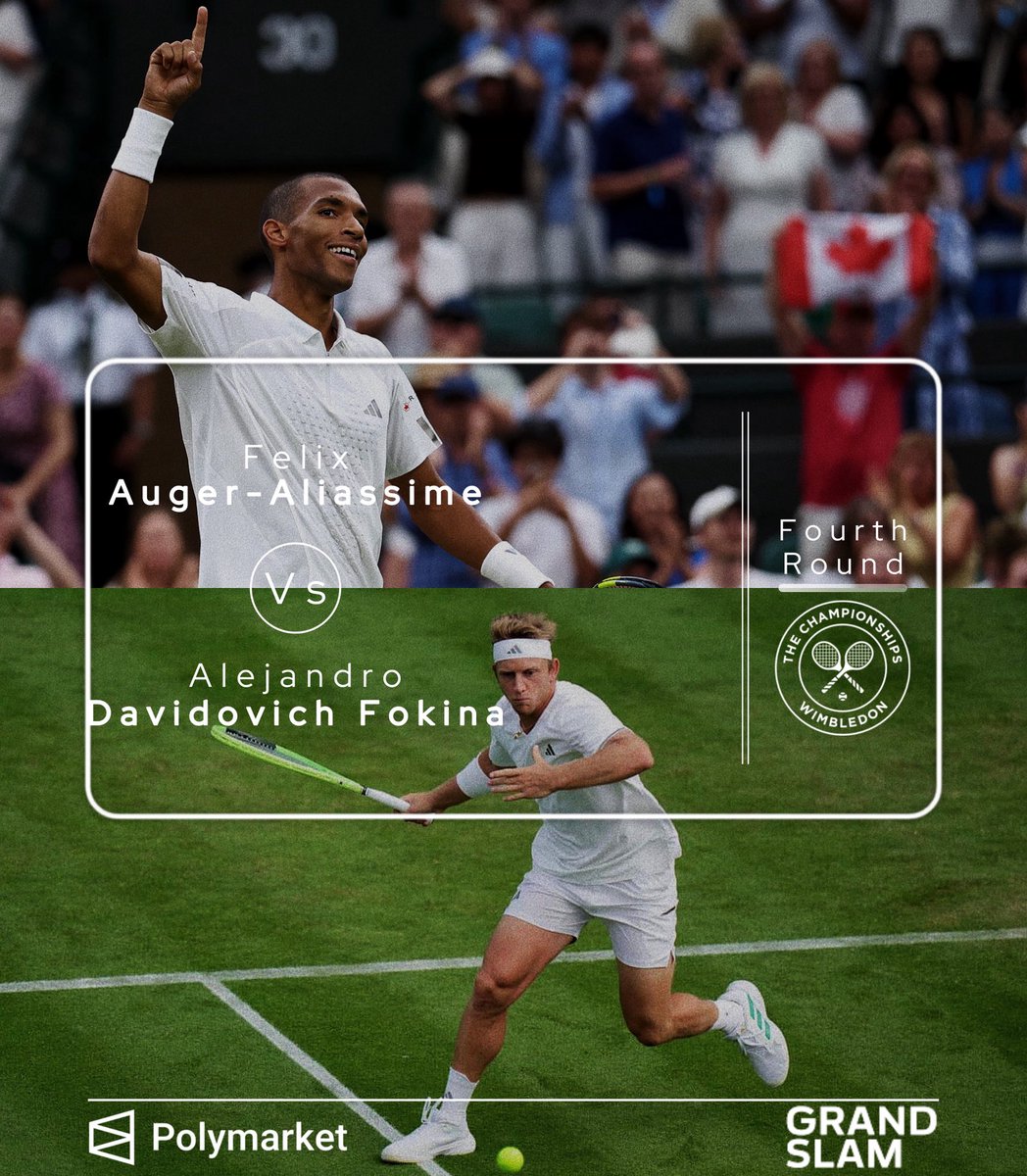 ellijahhqq's tweet photo. Tennis 🎾
Wimbledon 🇬🇧
🇨🇦 Felix Auger-Aliassime vs Alejandro Davidovich Fokina 🇪🇸
Odds on @Polymarket
Guess: Set Handicap +1.5 Fokina (58¢)

I think Alejandro can win this match if he plays without mistakes, because Fokina's current form is superior to Felix's https://t.co/1b3yn7KqUq