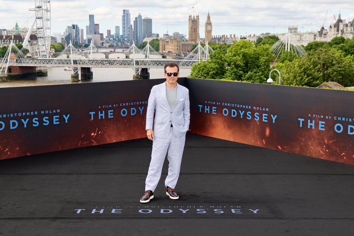 odysseymovie's tweet photo. The Odyssey cast joins Christopher Nolan in London. Get tickets now to experience The Odyssey in cinemas July 17. https://t.co/oghcpJO1xx
