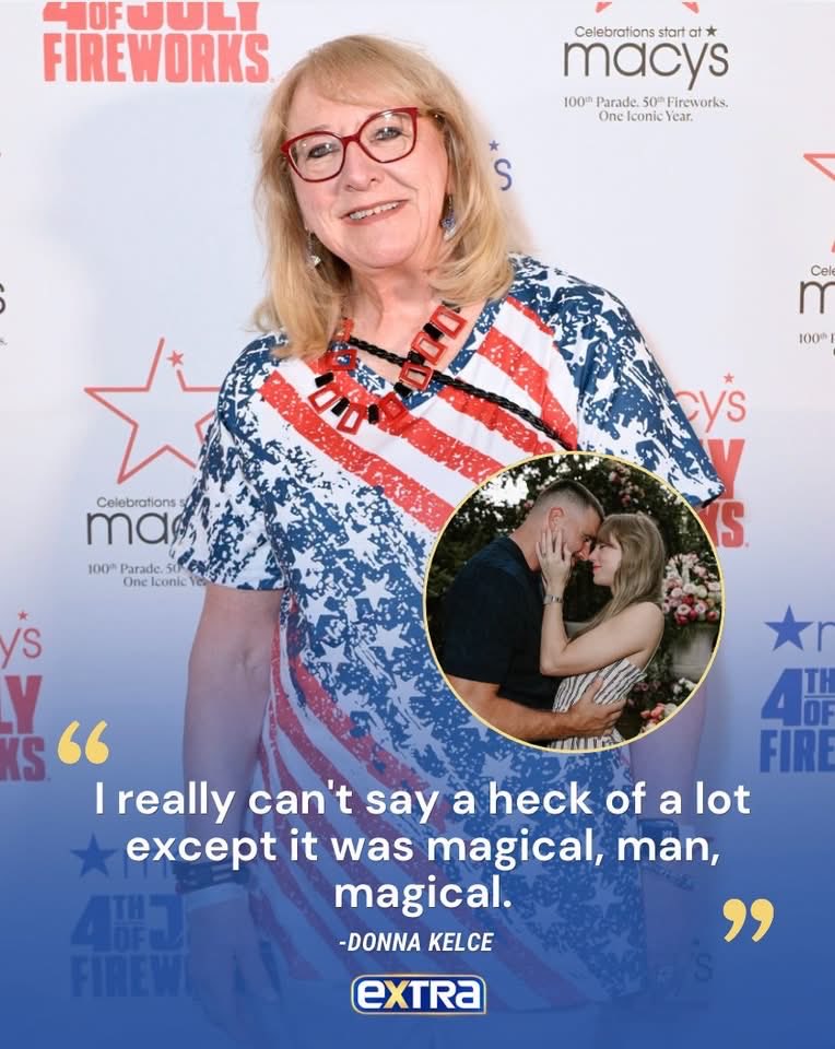 SwiftNYC's tweet photo. Donna Kelce says Taylor and Travis’ wedding was “magical, man, magical!” in an interview at the Macy’s 4th of July fireworks event in NYC! 🥹 https://t.co/czLgrYTxUx