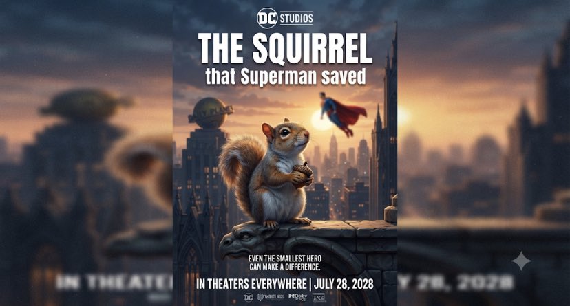 MARVEL_DC_USA's tweet photo. The way James Gunn is moving, will get a DC project about the squirrel that Superman saved before anything with Batman or Wonder Woman or The Flash https://t.co/MfiD1zlZPm
