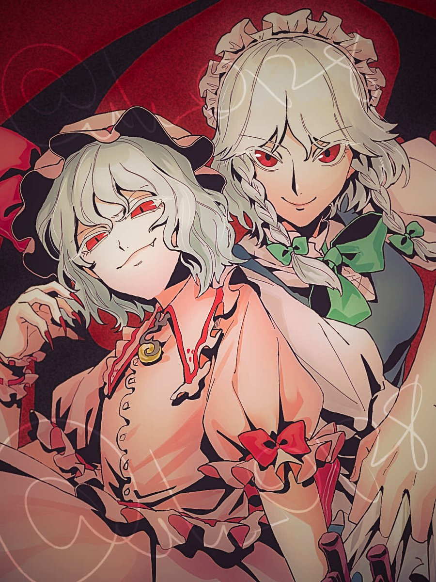 十六夜咲夜 ,レミリア・スカーレット 「レミ咲」|らやのイラスト