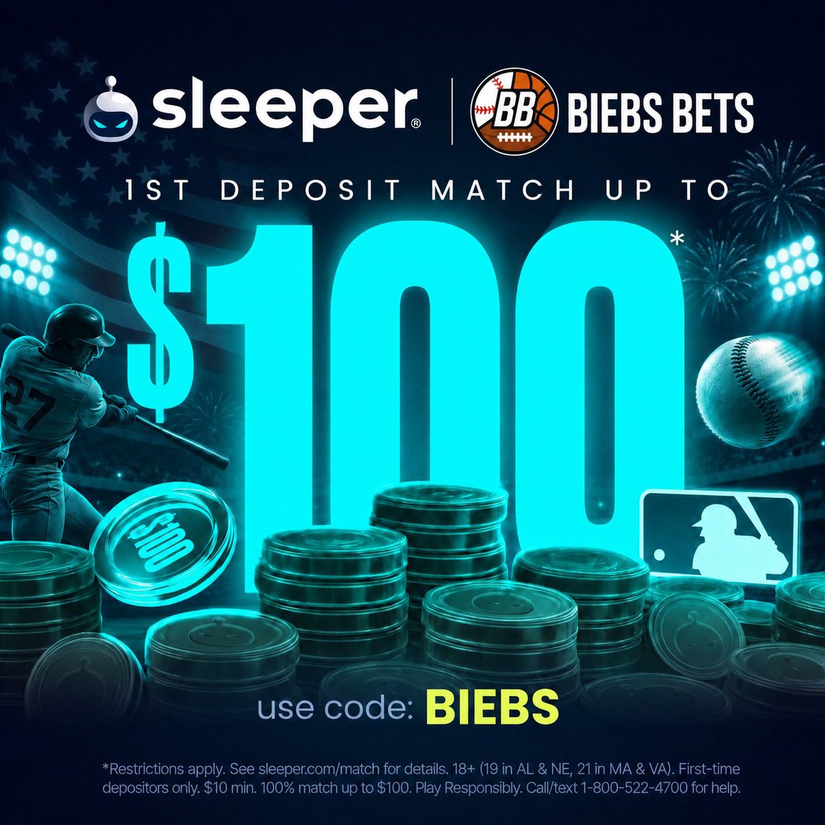 BiebsBets's tweet photo. 🚨GIVEAWAY ANNOUNCEMENT🚨

I’m officially partnering with @SleeperPicksHQ 💰

🎉 Giving away $100 to celebrate! 🎉 

To enter:
❤️ Like
🔁 Repost

💬 For an EXTRA ENTRY: Comment a picture of your first time deposit of $10 or more (to receive the first time deposit match)‼️

⏰ Winner picked in 48 hours.
Good luck!💪

#GamblingTwitter #GamblingX