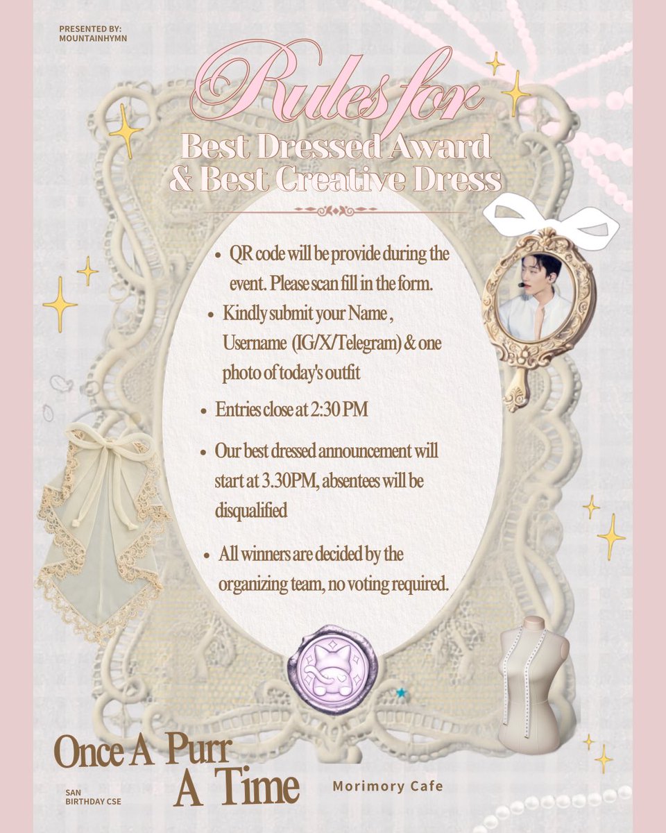 3anhymnn's tweet photo. Once A Purr A Time✨
Every story deserves a protagonist.

Dress as the character you imagine,
bring your own interpretation of this tale,
and let your style become part of our story.

Whether elegant, whimsical, romantic,
or entirely unexpected—

We can’t wait to see
your chapter come to life.

#OnceAPurrATime #HymnForSan
