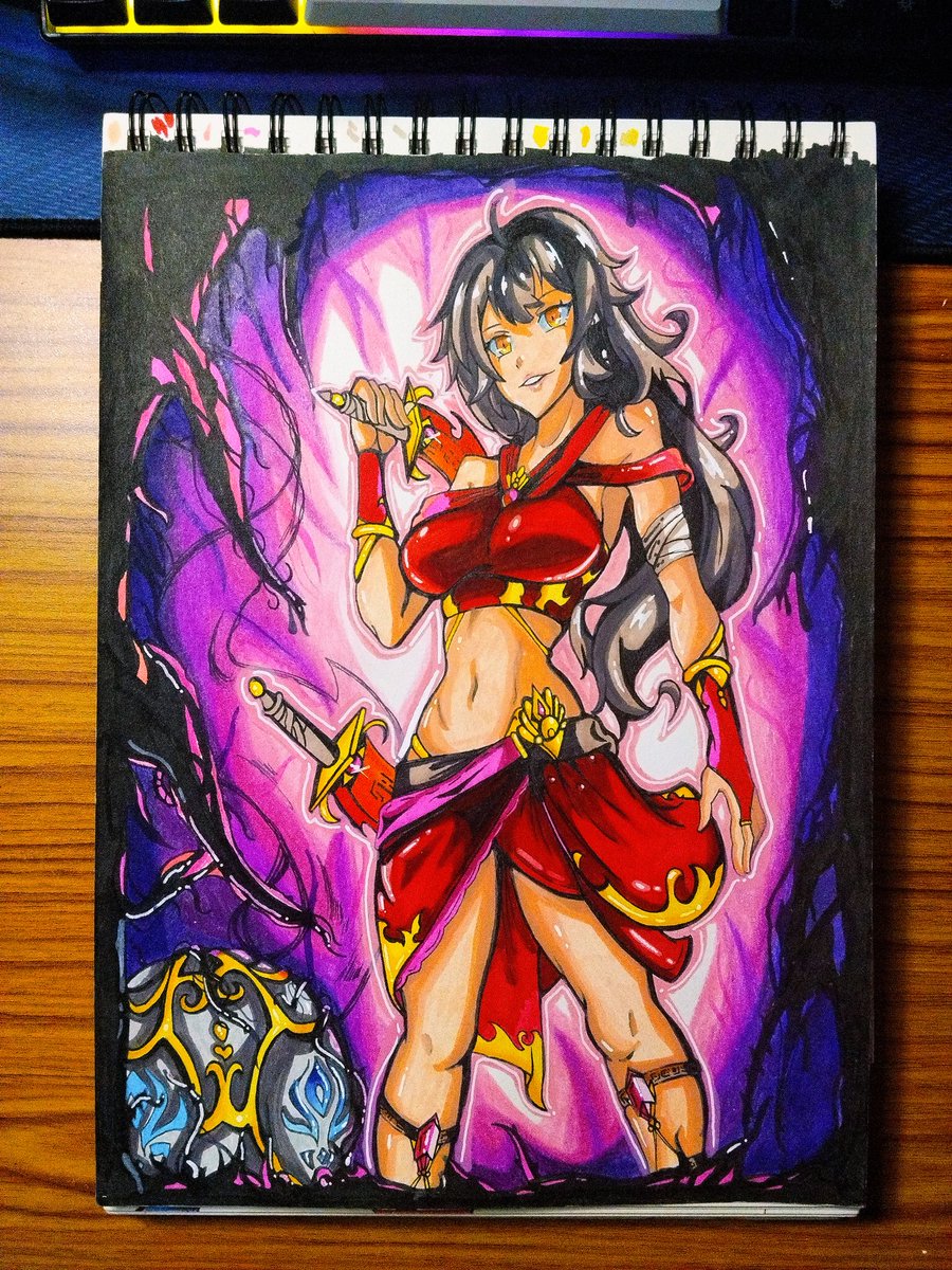 sr22_jason's tweet photo. So I scrapped a post before 😭, but here's Aphmau from her thumbnail from EP 18 of black lullaby 💜. 

Sad that I ran out of black and gray tone pencil to add depth but acrylic colour did the work for now 🫪.

#aphmau https://t.co/ebOLxjUU4f
