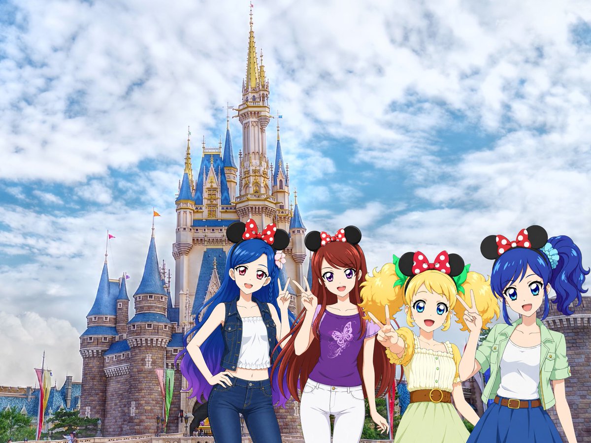 アイカツ 夏イベントの東京ディズニーランドで楽しんでる霧矢あおいと