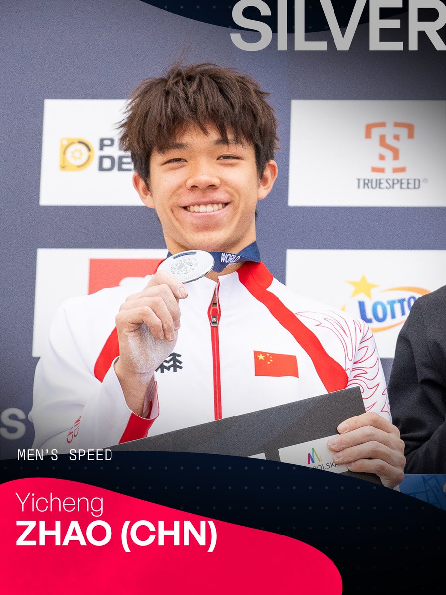 worldclimbing's tweet photo. The podium of the men’s Speed event in Krakow:

🥇 Samuel Watson 🇺🇸 
🥈 Yicheng Zhao 🇨🇳 
🥉 Raharjati Nursamsa 🇮🇩 https://t.co/ZVKQJbK3dV