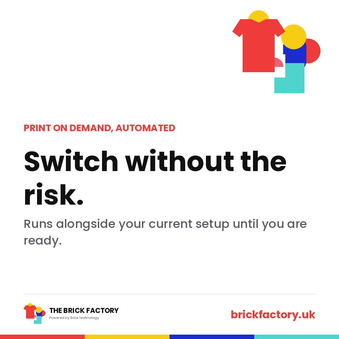 brickweb's tweet photo. Switch without the risk
Nervous about switching systems mid-season? The Brick Factory runs alongside your current setup. Real orders, zero disruption, and you move fully only when the numbers convince you. https://t.co/HA1Ed9Nvtk
#PrintOnDemand #GarmentDecoration #Automation https://t.co/nsDu7Yd1Xt