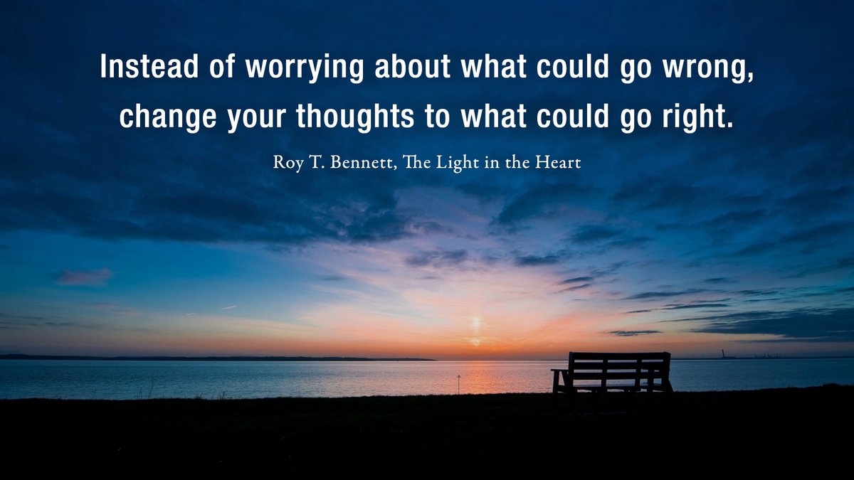 InspiringThinkn's tweet photo. Instead of worrying about what could go wrong, change your thoughts to what could go right.
Roy T. Bennett, The Light in the Heart https://t.co/fcKDHVOe7k
