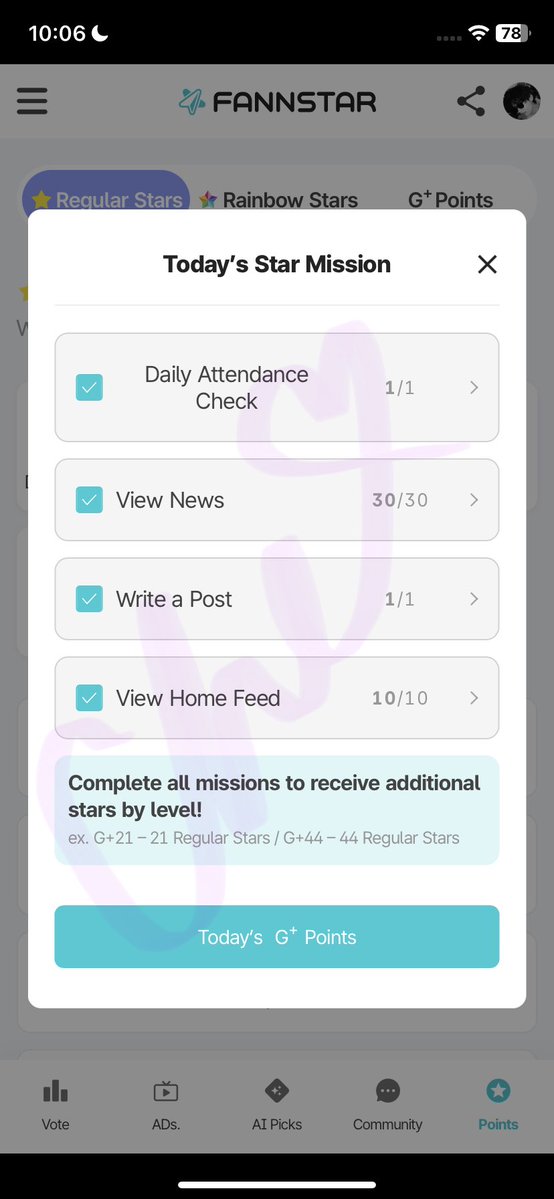 kthtaevante's tweet photo. ⏰ DAILY FNS RESET ⏰

A reminder to finish your FNS dailies!
⭐ Collect stars ⭐ Complete missions ⭐ Watch ads ⭐ Upgrade your G+ Point lvl

Today's the start of the Best Music Summer voting! Let's start strong from Day 1 so let's have our accounts ready. Fighting, ARMY!💜 https://t.co/436HdJaMRZ