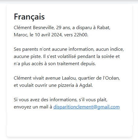 wis3nia's tweet photo. ses papiers d'identité, ses LUNETTES DE VUE, ainsi que ses affaires personnelles.

Clément devait OUVRIR une pizzeria et avait un rendez-vous pour signer les documents. Il ne s'y est JAMAIS rendu.

Ceci est donc un appel à témoins. https://t.co/v9U94J3lus