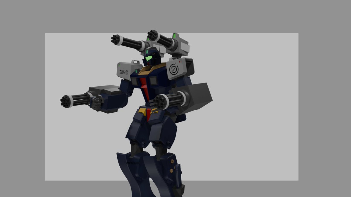 Kiranaise's tweet photo. I just made another Gundam MS original design which is just a variant of a variant, I call this one 

Binder Mass Production Ballistic Version

#3Dmodel #OC #Gundam https://t.co/juAEpwYZDa