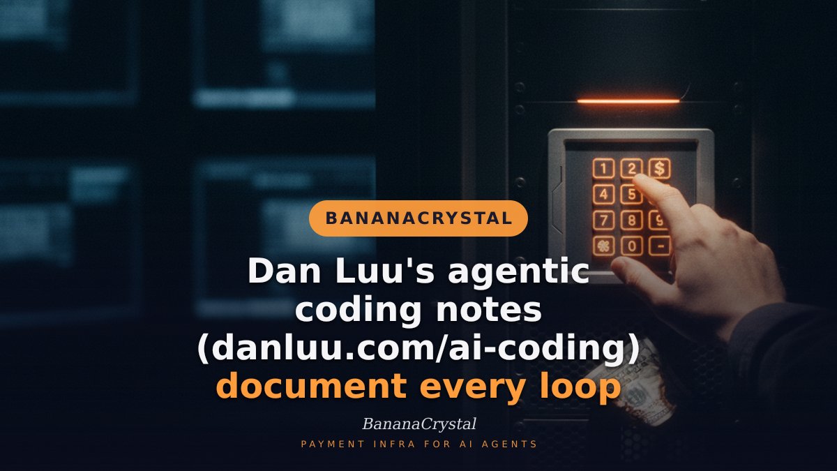 _BananaCrystal's tweet photo. Dan Luu's agentic coding notes (https://t.co/ZcI5r15u9L) document every loop failure in detail. Tool calls, context loss, task drift. Zero mention of payment execution. The gap isn't in the reasoning. It's in the settlement layer. https://t.co/UmoTj8W2v8