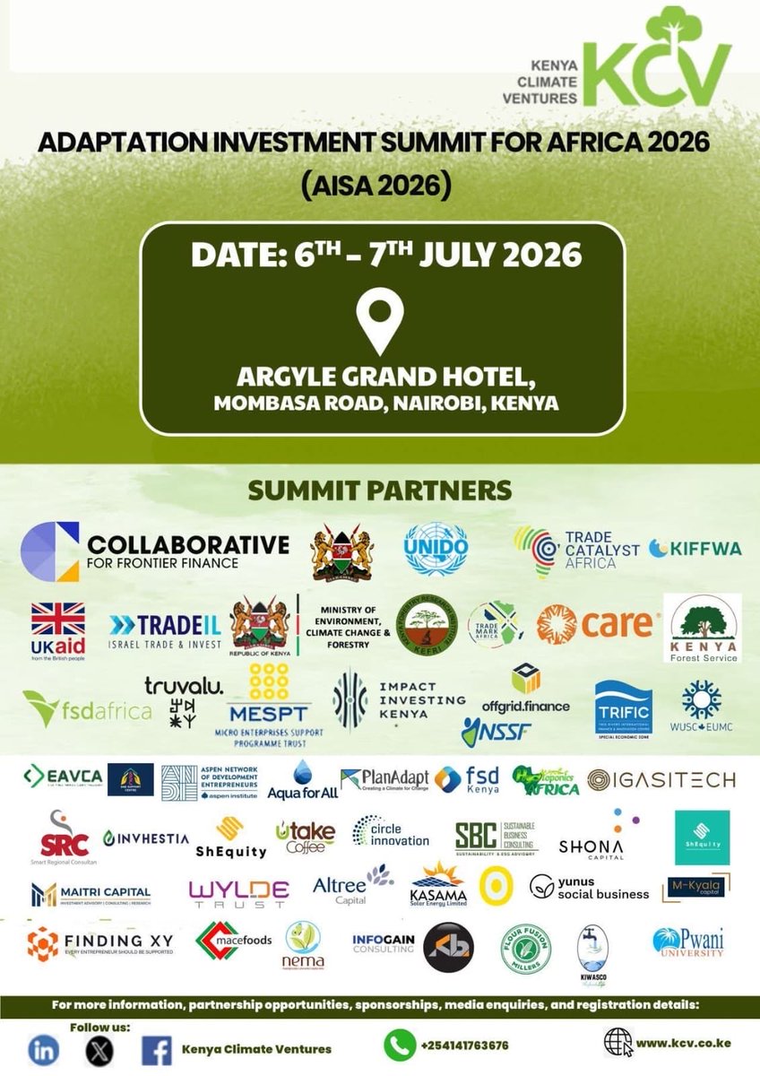 shadrackioko's tweet photo. Tomorrow I’m in Nairobi for the Adaptation Investment Summit for Africa 2026, where we’re the technology partner to KCV. I’ll be on the Climate Adaptation &amp; AI panel (Day 2) speaking to the operational infrastructure that makes AI and capital flow actually work. @IGCKE 
#AISA https://t.co/irbhOJKped