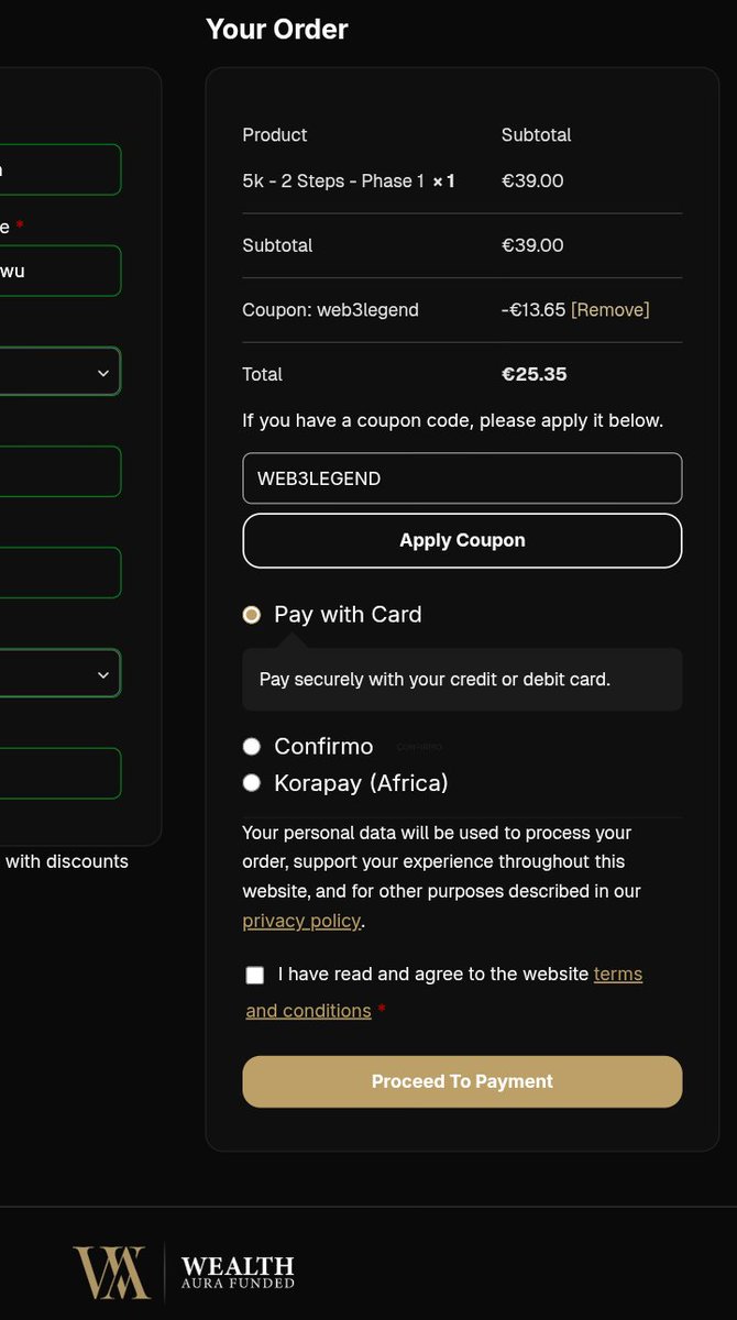 web3LEGEND5's tweet photo. Every funded trader starts somewhere.

Start your journey with @WAFunded
Make yours count with a 35% discount using WEB3LEGEND.

€25.35 gets you into the $5K 2-Step Challenge. 🚀

Fast payouts. MT5. News trading allowed. 🚀 https://t.co/P56YA4HHIE