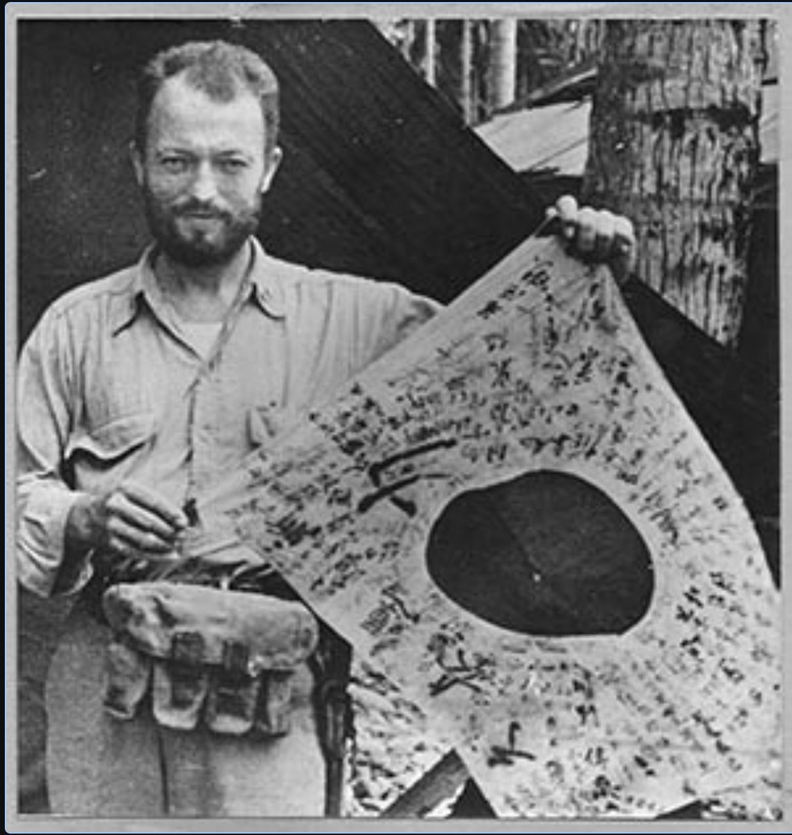 NavalInstitute's tweet photo. After the destroyer USS Strong was sunk by a torpedo #OTD in 1943, former Alabama quarterback LT Hugh Miller washed up on the Japanese-held Arundel Island. Though wounded, alone, and without a rifle, he launched a month-long guerrilla campaign using grenades he found on a dead Japanese solider. He attacked patrols and destroyed several machine gun nests before being rescued by a U.S. Navy J2F Duck float plane. Awarded the Navy Cross and two Silver Stars, Miller also was recommended for the Medal of Honor but it was never granted.