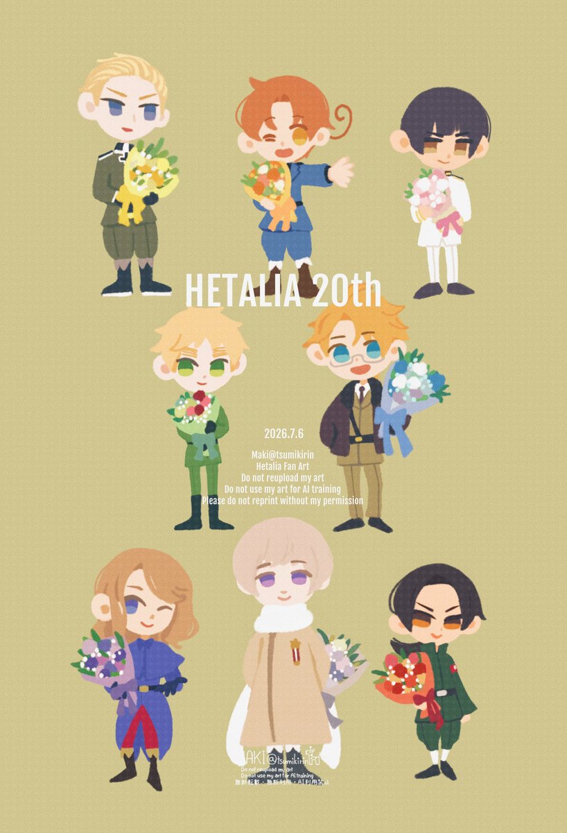 tsumikirin's tweet photo. #ヘタリア20周年
#長靴で乾杯しようぜヘタリア20周年
20th！　aph FanArt https://t.co/RXDh0iTo8v