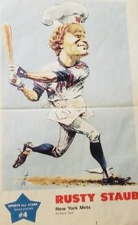 HarryHaris48861's tweet photo. Rusty Staub of the New York Mets animated picture from 1970’s newspaper. #RustyStaub #NewYorkMets #LGM #NewYork #Mets #baseball ⚾️ https://t.co/eQFN0A9yAR