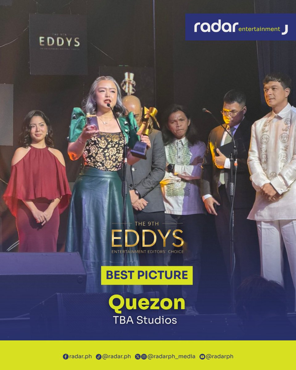 radarph_media's tweet photo. Happening now. #The9thEddys
Best Picture winner: TBA Studio's "Quezon"
#radarPH #radarPHEntertainment https://t.co/U2zPARkbR4