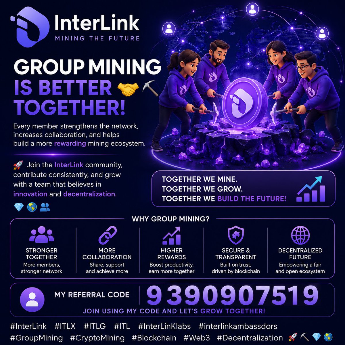 PeruriPravst96's tweet photo. 🤝⛏️ Group Mining is better together! Join the InterLink community and grow with a team that believes innovation and decentralization. 🚀💎🌍

#InterLink #ITLX #ITLG #ITL #InterLinKlabs #interlinkambassdors #GroupMining #CryptoMining #Blockchain #Web3 #Decentralization 🤝⛏️🚀💎 https://t.co/L7OBUnkZX7