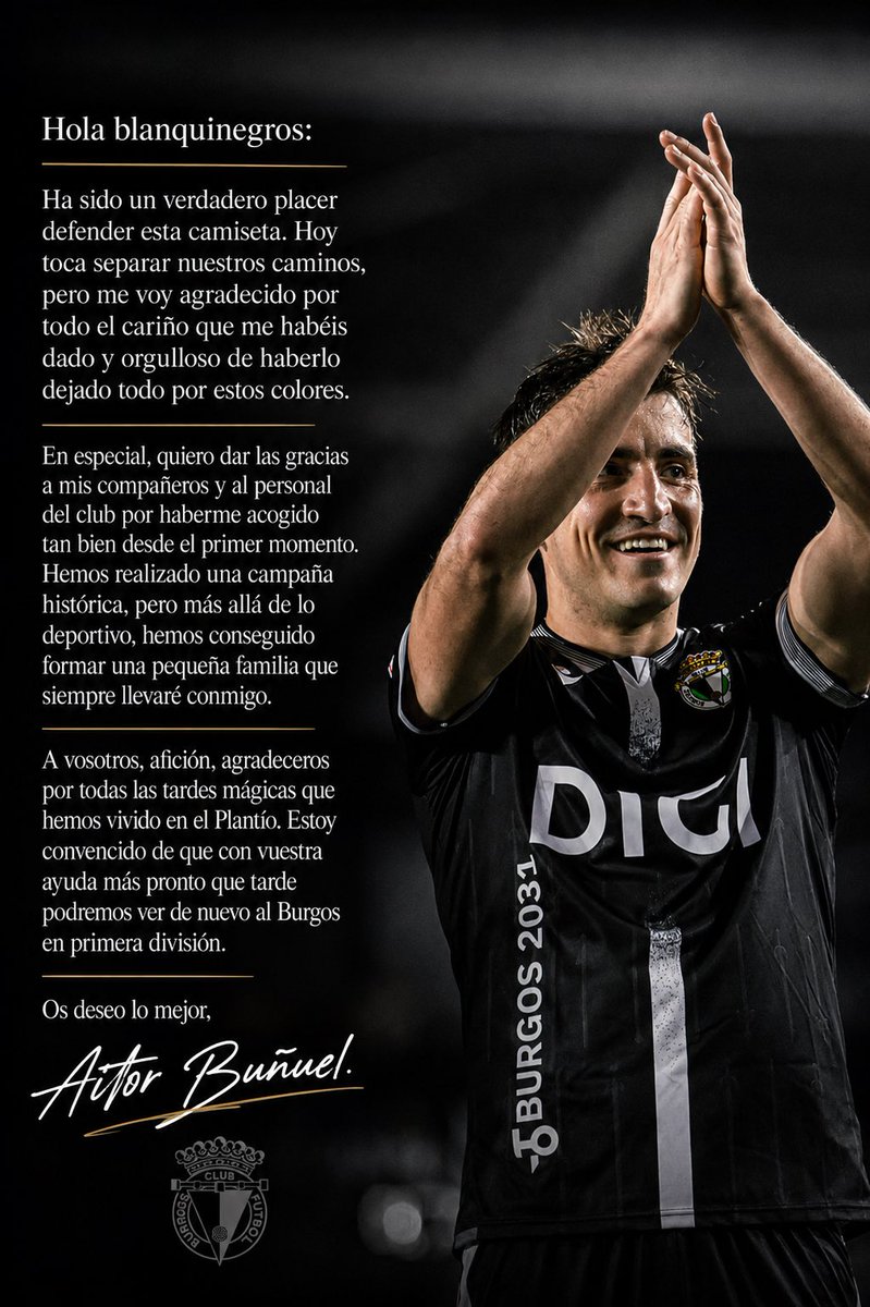 Aitor_BR2's tweet photo. ¡Gracias por todo @Burgos_CF ! 🤍🖤 https://t.co/lR9pleuWt0