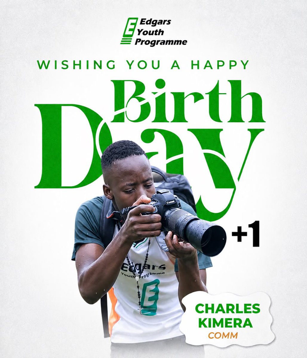 EdgarsYouth's tweet photo. Happiest birthday Charles π
Behind every great moment is a great lens.
Meet Charles Kimera- Photographer, πΈ Edgarβs Youth Programme
Capturing the journey, one frame at a time
#playprofessionally #EdgarsYouth https://t.co/3mE6Elpf1B