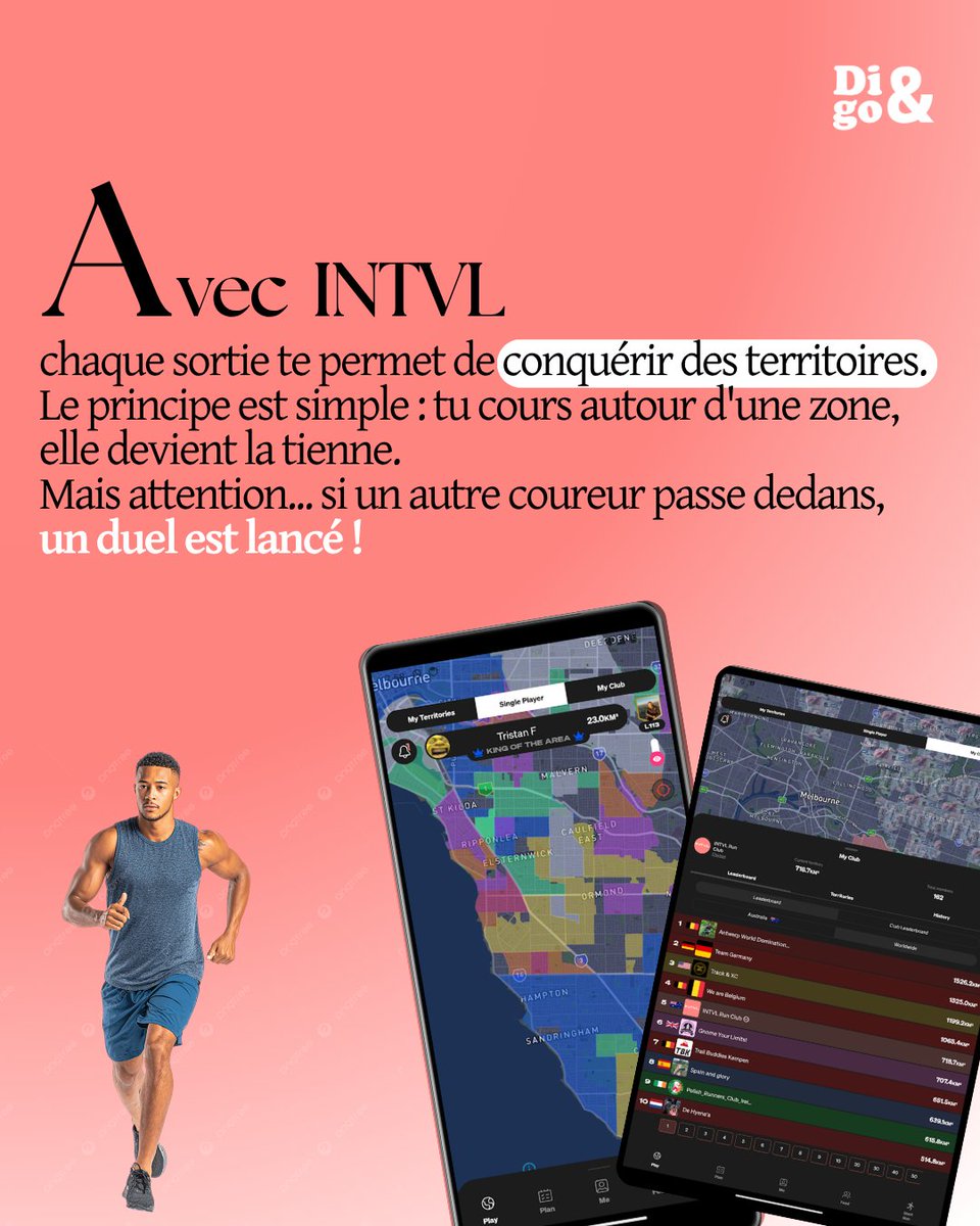 diegomediafr's tweet photo. OSITIVE NEWS #2 : cette appli transforme vos runs… en jeu grandeur nature ! 🏃‍♂️

Avec INTVL, chaque sortie te permet de conquérir des territoires. Le principe est simple : tu cours autour d'une zone, elle devient la tienne. 

#PositiveNews #Running #INTVL #Strava #Garmin https://t.co/ka9BbddNWY