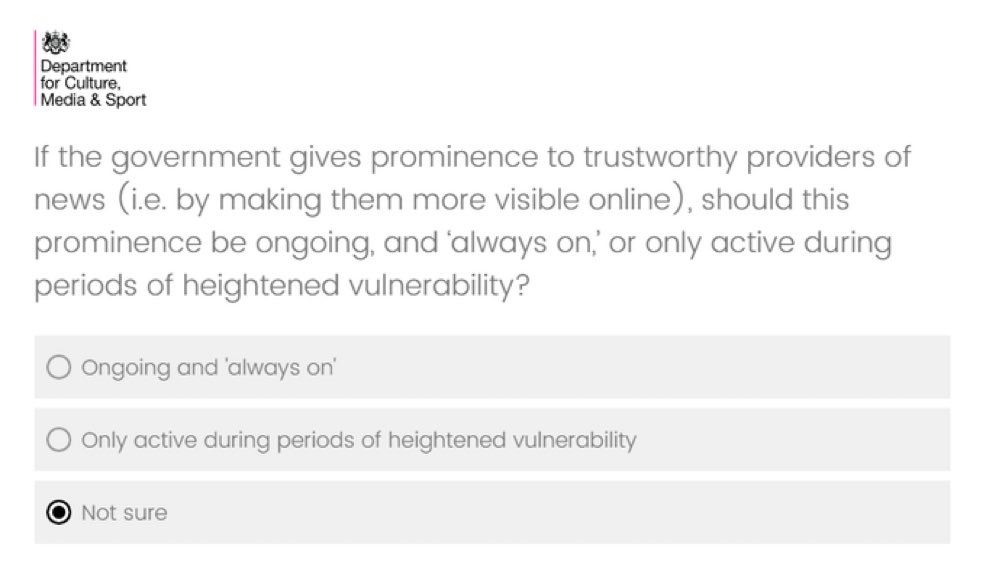 DeepHumor's tweet photo. The survey doesn’t even give you an option to say “no” for questions like this. The UK government’s corruption is insane https://t.co/mcRUVJhPyk