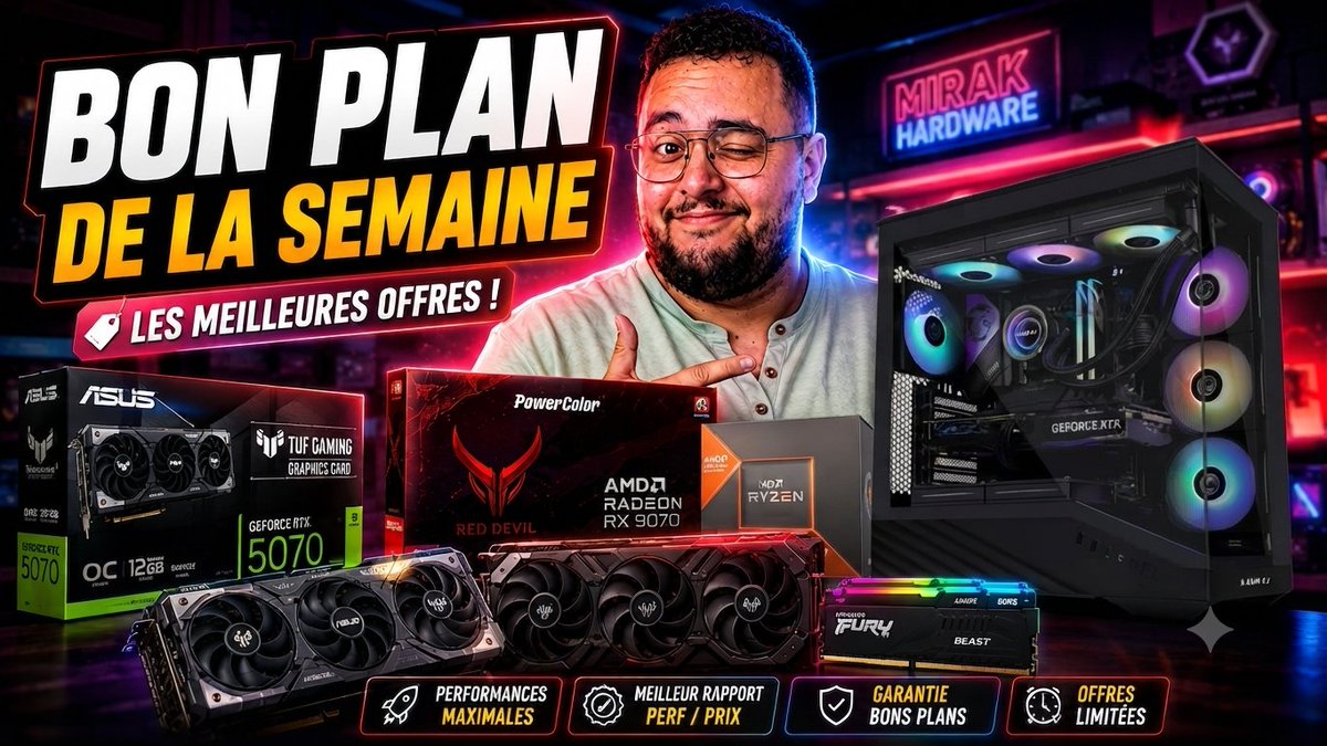 MirakHardware's tweet photo. 🔥 Les meilleurs bons plans hardware de la semaine sont enfin là ! https://t.co/KRiUgHmbx4 via @YouTube #bonplan #nvidia #hardware https://t.co/AdcS8sieCw