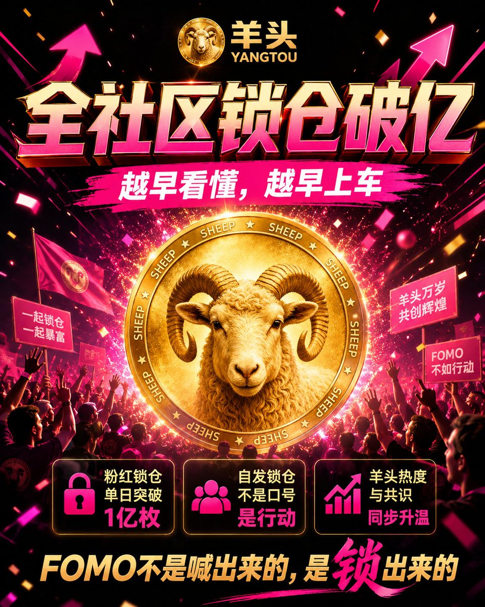 yanyu_888's tweet photo. #羊头  蝴蝶平台首创动态托底机制

充斥暴涨暴跌骗局的赛道里
唯有真实共识最有力量
羊头粉红锁仓单日突破1亿枚
200天线性锁仓+持续销毁+独创动态托底，我们自发消解盘面抛压
第九轮定为最终周期。#cz #heyi #tcc https://t.co/4UjoT34Raf