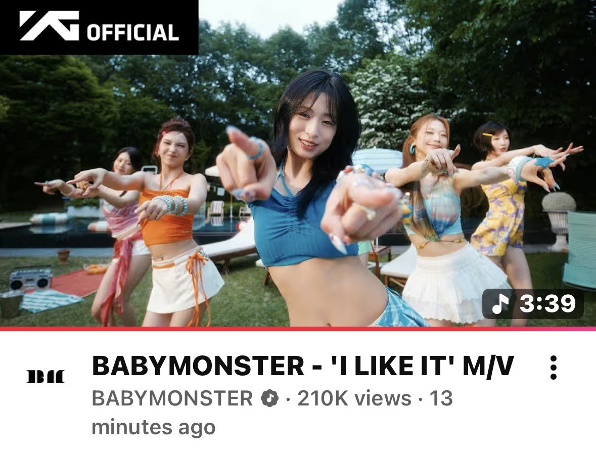 bmspotiify's tweet photo. #BABYMONSTER “I LIKE IT” M/V has surpassed 100K Views and 56K Likes on YouTube within 7 minutes only. https://t.co/oQzaZ8uJhb
