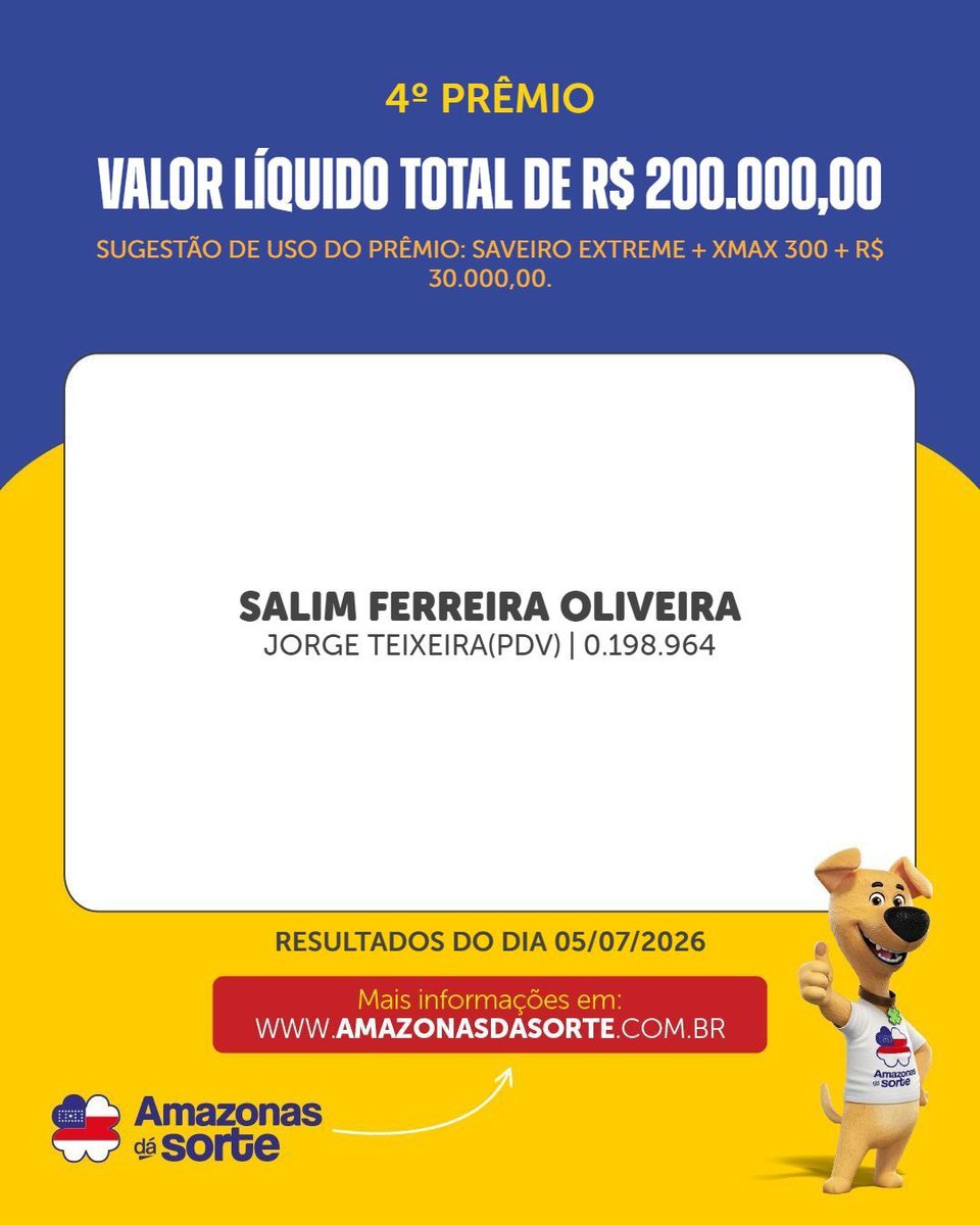 amazonasdasorte's tweet photo. Resultado do Sorteio do dia 05/07. Esses foram os sortudos desse domingo 🍀

Gostaria de ser o próximo ganhador? É só adquirir o nosso título agora, clica no link da Bio.

@amazonasdasorte Sua Felicidade é aqui 🍀

#amazonasdasorte #amazonas #sorte #felicidade https://t.co/2BxmgTXxvu