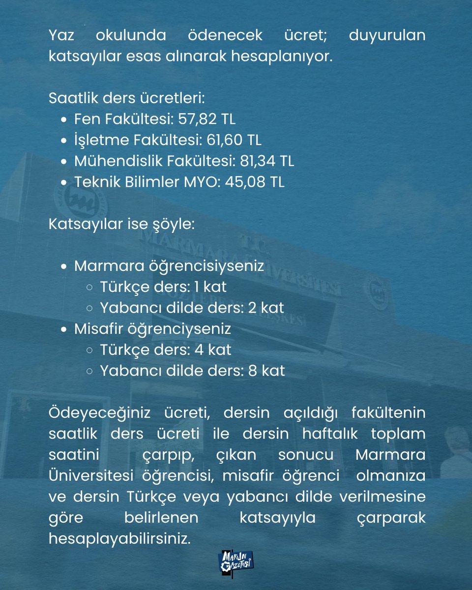 marungazetesi's tweet photo. Yaz okuluna başvurmak için son iki gün!
Başvurular 7 Temmuz saat 16.00'da sona eriyor. 

Başvuru takvimi, açılacak dersler ve ücretlerle ilgili öne çıkan bilgileri bu gönderide topladık. https://t.co/eDbHLSy9uF