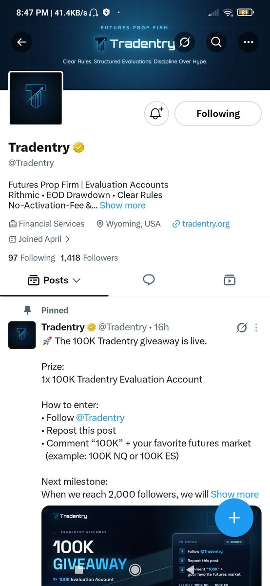 th_e_on_e's tweet photo. @Tradentry 100k NQ https://t.co/ldehxHgQBH