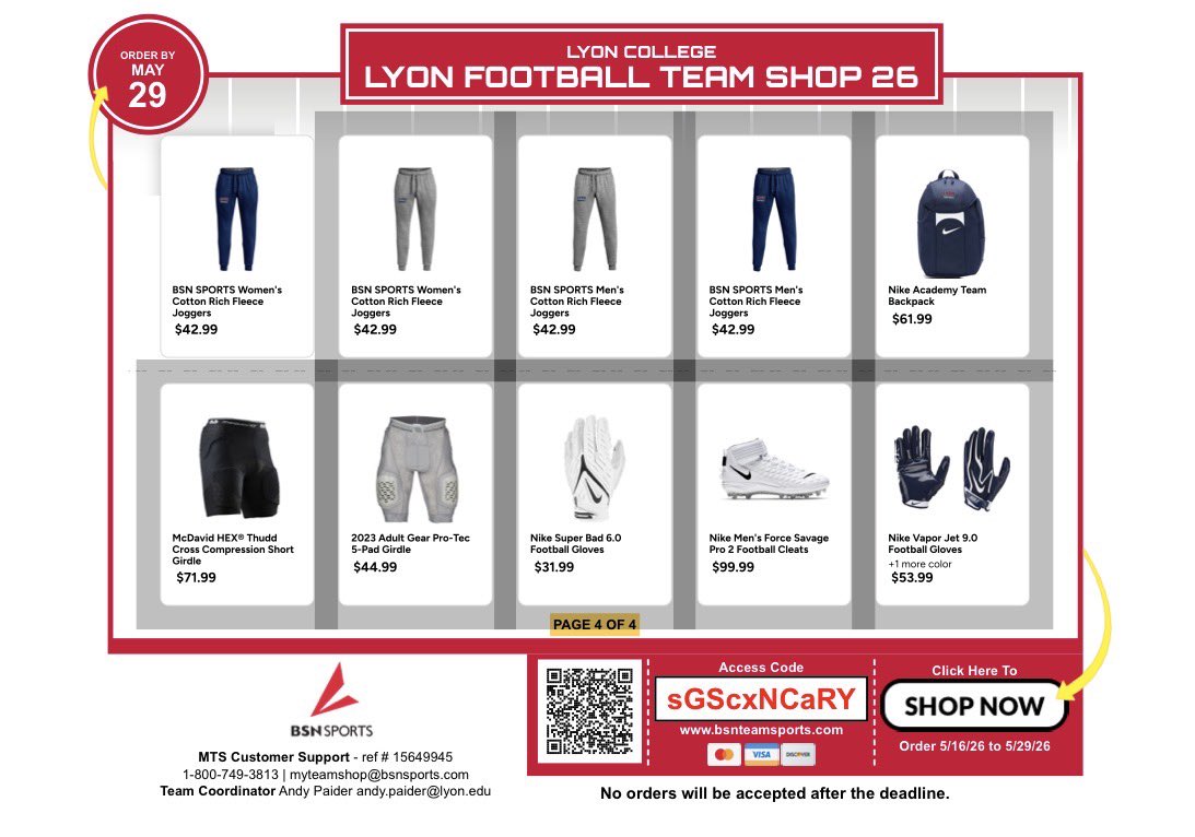 _Lyon_Football's tweet photo. Final team shop of the summer is open until JULY 10! 

Take advantage of this opportunity to stock up on Lyon Football gear for the summer!

https://t.co/dKKKBowAu5

#LyonWay #FastandFurious #d3fb https://t.co/kqI9k4KK0Z