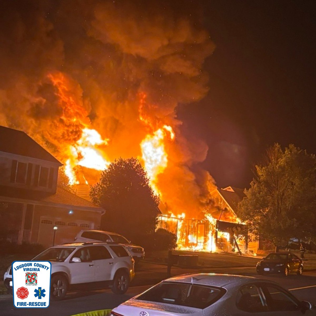 LoudounFire's tweet photo. NEWS RELEASE: #LCFR-FMO determined Saturday night’s house fire in Ashburn was accidental, caused by improperly discarded legal fireworks. Three occupants assessed on scene &amp; transported to area hospital. Damages are estimated at $1,190,760. DETAILS: https://t.co/ycs16BEWo6 https://t.co/OrfmVGECzx