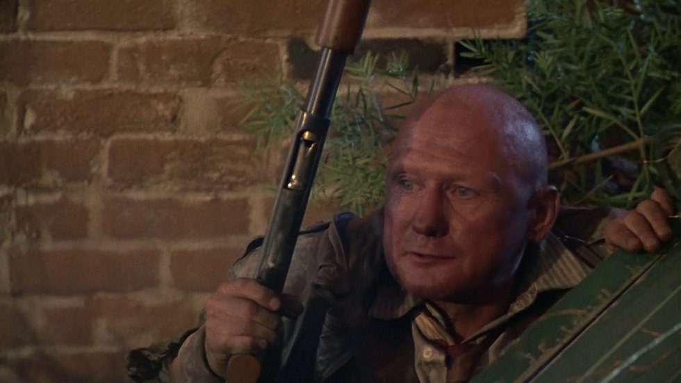 CamisAustin_'s tweet photo. Who could resist yelling, "Eat lead, slackers!" when Detective Lubic shoots at some of Skeletor's guards with his shotgun near the end of the movie? Rest in peace, James Tolkan. You made us believe even a tough bald detective could survive Skeletor. #MastersOfTheUniverse https://t.co/Rj6S461sc5