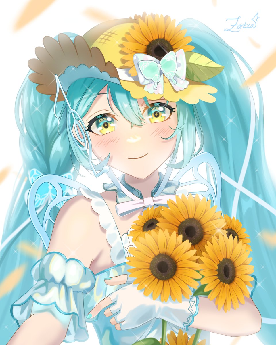 Zorkxa's tweet photo. 🌻✨ 
Updated my Magical Mirai Miku drawing...! Sora ni Menjite (空に免じて) is such a beautiful song.

#初音ミク #マジカルミライ2026 https://t.co/954DRzkctR