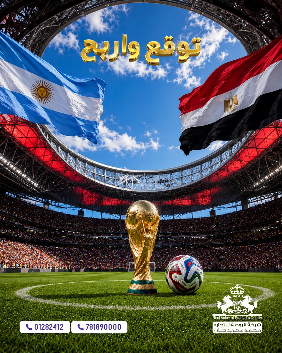 alrawdahtrading's tweet photo. الفراعنة في مواجهة نارية أمام بطل العالم 🔥⚽
توقع، شارك واربح ⚽
من تتوقع أن ينتزع الفوز في مباراة 🇪🇬 مصر × 🇦🇷 الأرجنتين؟
سيتم اختيار 2 فائزين بالقرعة الإلكترونية من أصحاب التوقعات الصحيحة.
💵 15,000 ريال لكل فائز.

#مسابقة #جوائز #كأس_العالم_2026
#مصر #الأرجنتين https://t.co/FrtKAh0TbF