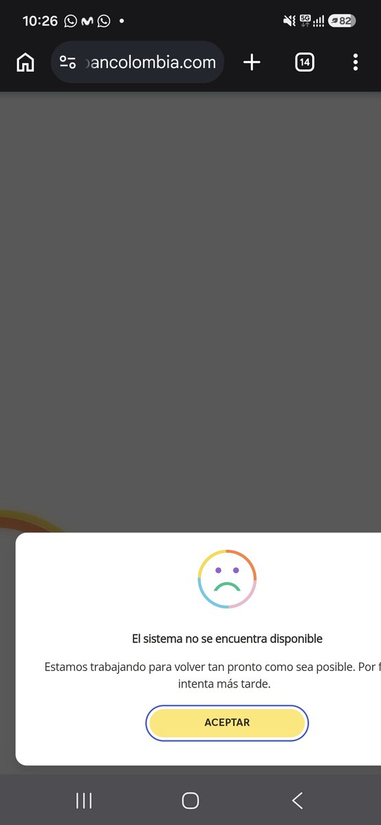 lamisticaluna's tweet photo. @Bancolombia como siempre. No importa si estoy conectada con Movistar o Claro. Pasa lo mismo https://t.co/JUUWmaUzfJ