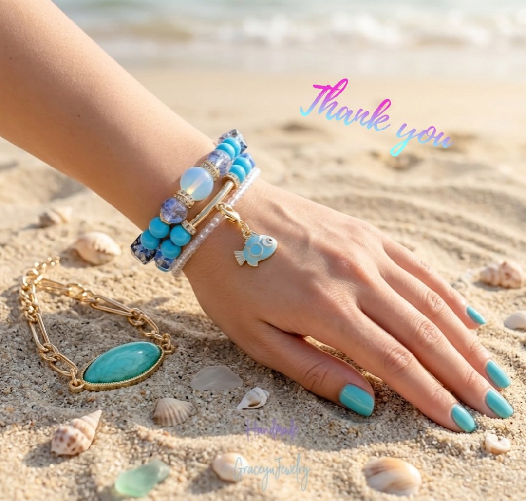 Graceyujewelry🍀 天然石コイルブレスレット✢ ハンドメイドジュエリー