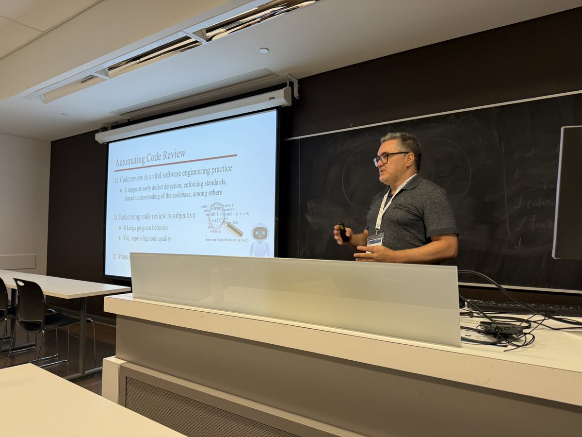 promise_conf's tweet photo. 🔍 "High Agreement, Shallow Reasoning" — Eduardo Figueiredo presents a mixed-method study of LLMs in refactoring. Co-authors: Larisse Amorim, Caique Fortunato, Gustavo Vale. #PROMISE2026 #FSE2026 #PROMISE26 #FSE26 https://t.co/gaBEXdGEDZ