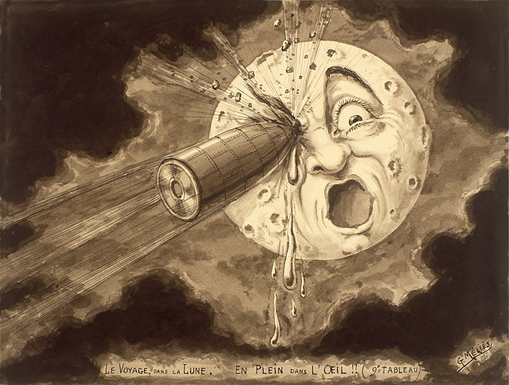 RetroReminiscer's tweet photo. Original production sketches by French illusionist &amp; filmmaker Georges Méliès for his landmark 1902 silent film, A TRIP TO THE MOON (Le Voyage dans la Lune). https://t.co/OzVN7a1Sh6