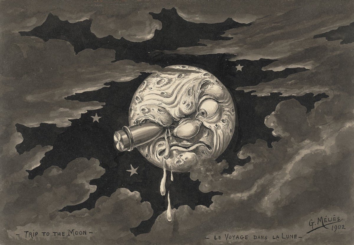 RetroReminiscer's tweet photo. Original production sketches by French illusionist &amp; filmmaker Georges Méliès for his landmark 1902 silent film, A TRIP TO THE MOON (Le Voyage dans la Lune). https://t.co/OzVN7a1Sh6